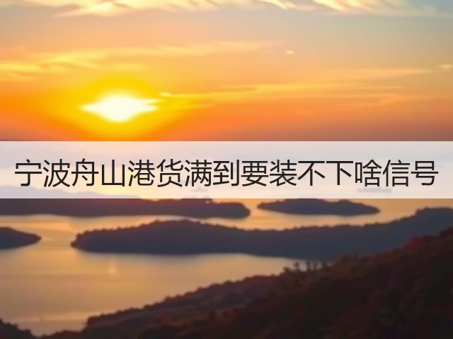 宁波舟山港货满到要装不下啥信号(图1)