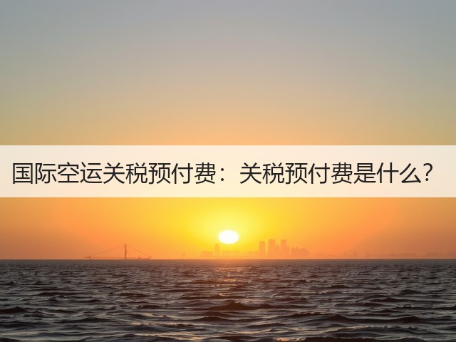国际空运关税预付费:关税预付费是什么?(图1) 国际空运关税预付费:关税预付费是什么?(图1)